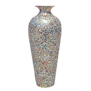 DecorShore Bohemian Rhapsody Multicolor Vase Rainbow Glass Mosaic 20”